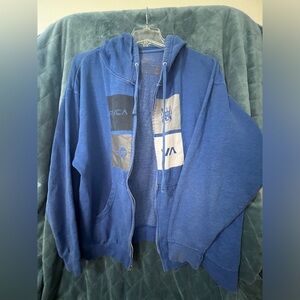 Men's RVCA Blue Full Zip Hoodie XL **Rehab**